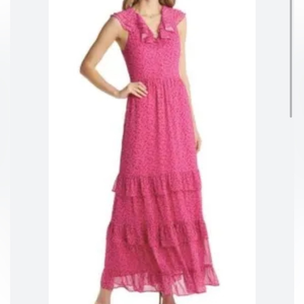Vici Pink Tiered Chiffon Maxi Dress Size XS
